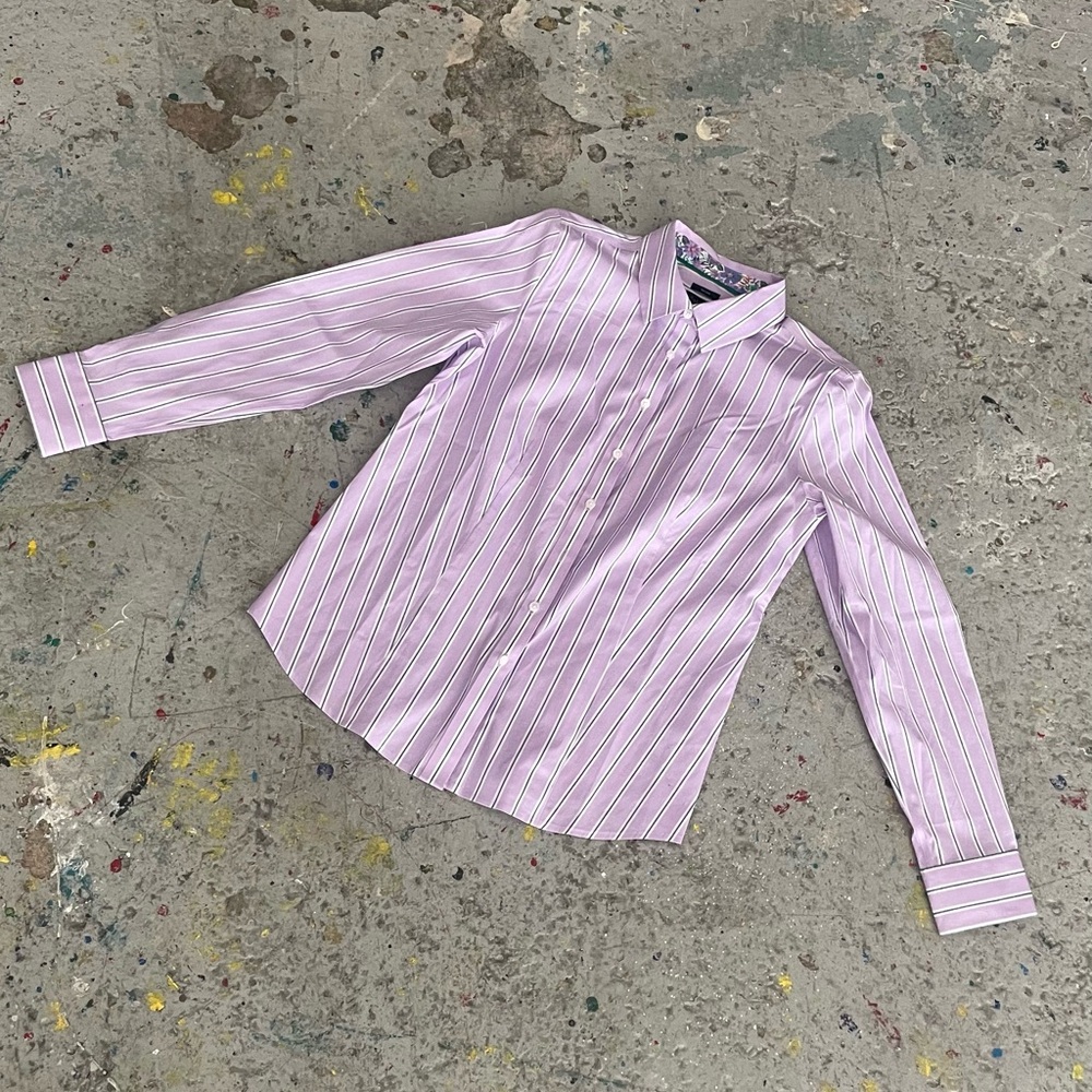 Talbots Purple Striped Button-Up Shirt – Size 4